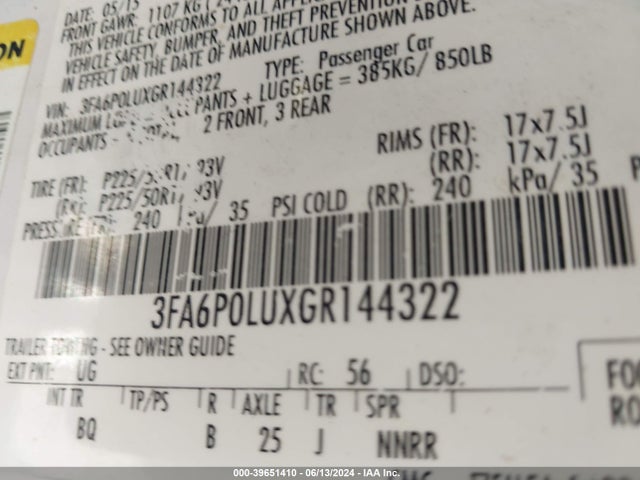 Ford Fusion Hybrid Se 2016 3FA6P0LUXGR144322 Image 9