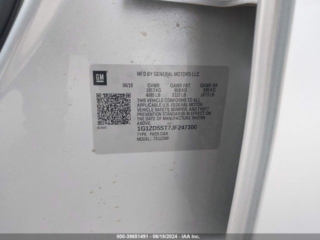 Chevrolet MALIBU LT 2018 1G1ZD5ST7JF247300 Image 9