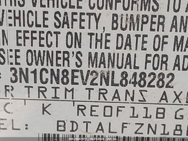 3N1CN8EV2NL848282 Nissan Versa 1.6 Sv Xtronic Cvt