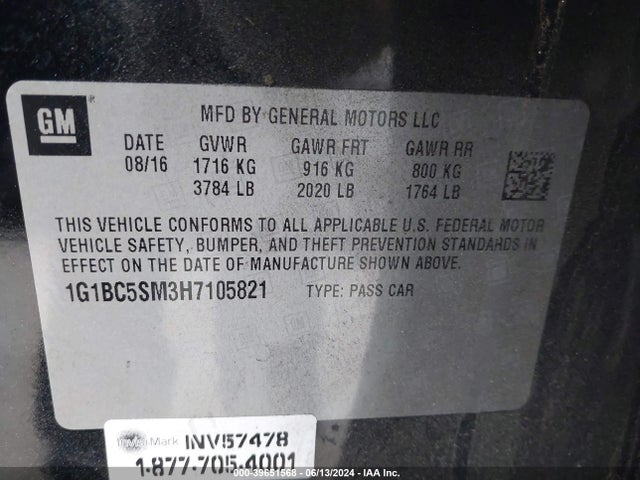 Chevrolet Cruze Ls Auto 2017 1G1BC5SM3H7105821 Image 9
