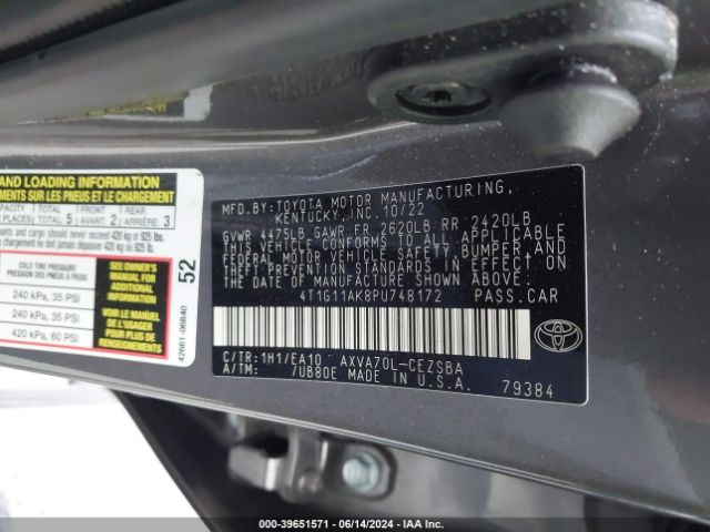 4T1G11AK8PU748172 Toyota CAMRY SE