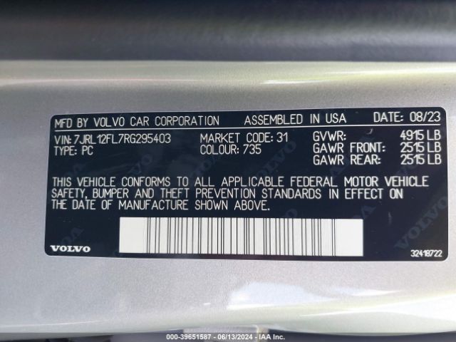 7JRL12FL7RG295403 Volvo S60 B5 Plus Dark Theme