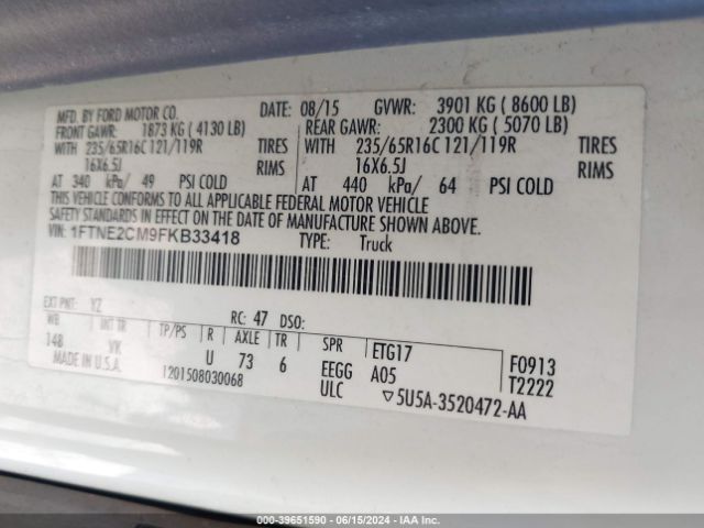 1FTNE2CM9FKB33418 Ford Transit-150