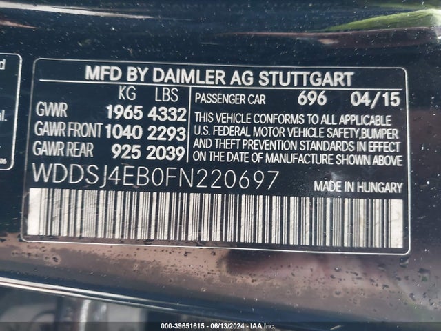 WDDSJ4EB0FN220697 Mercedes-Benz CLA-Class