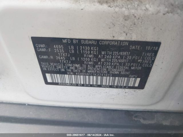 4S4BSAFC1K3241623 Subaru Outback 2.5i Premium