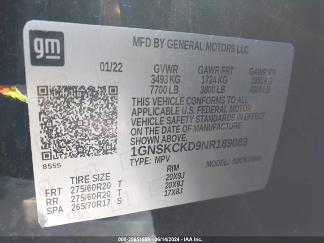 Chevrolet Suburban 4wd Lt 2022 1GNSKCKD9NR189083 Image 9