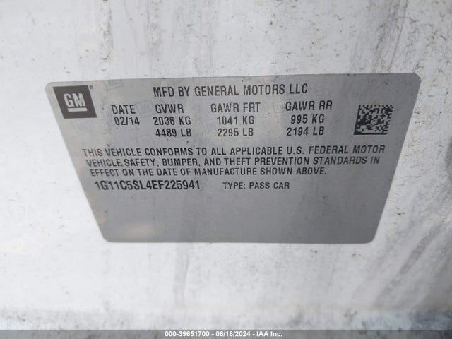 Chevrolet MALIBU 1LT 2014 1G11C5SL4EF225941 Image 9
