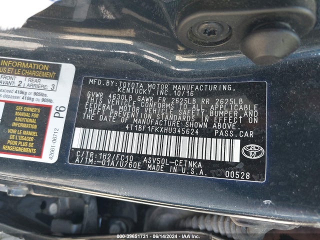 Toyota CAMRY LE 2017 4T1BF1FKXHU345624 Image 9