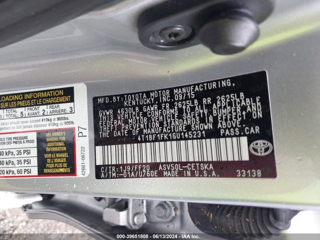 Toyota CAMRY SE 2016 4T1BF1FK1GU145231 Image 9