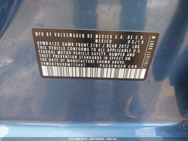 3VWEB7BU9KM173487 Volkswagen Jetta 1.4t Sel