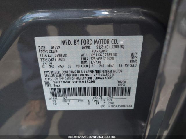 3FTTW8E31PRA18398 Ford Maverick Xlt