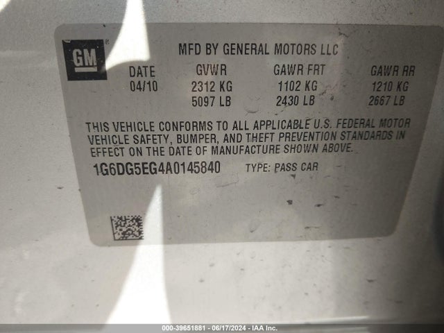 2010 CADILLAC CTS 1G6DG5EG4A0145840 Photo 8