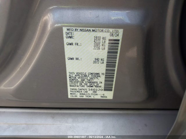 Nissan Altima 2.5 S 2015 1N4AL3APXFC160120 Image 9