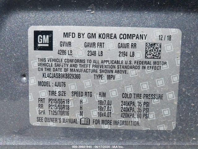 KL4CJASB9KB829360 Buick Encore Fwd Preferred