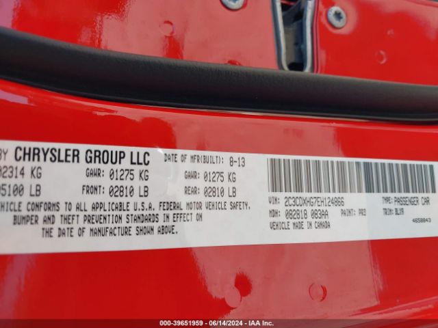 2C3CDXHG7EH124866 Dodge Charger Sxt Plus
