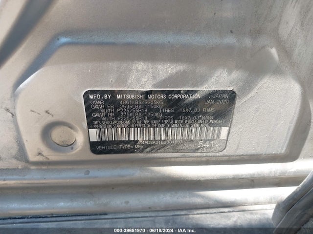 Mitsubishi Outlander Le 2.4 2020 JA4AD3A31LJ001007 Image 9