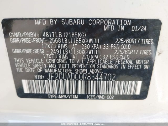 JF2GUADC0R8344702 Subaru Crosstrek Premium