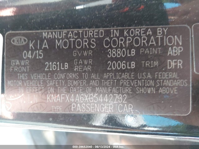 KIA FORTE LX 2016 KNAFX4A6XG5442732 Image 9
