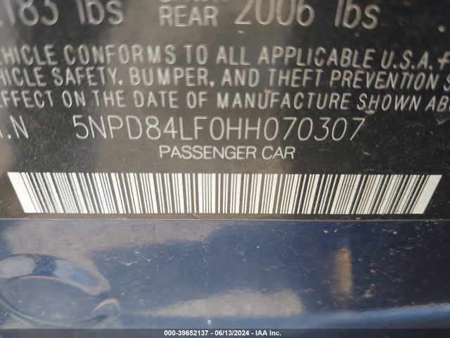 Hyundai ELANTRA SE 2017 5NPD84LF0HH070307 Image 9