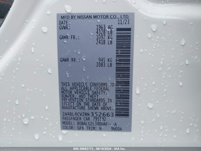 Nissan Altima Sr Fwd 2024 1N4BL4CV2RN352663 Image 9