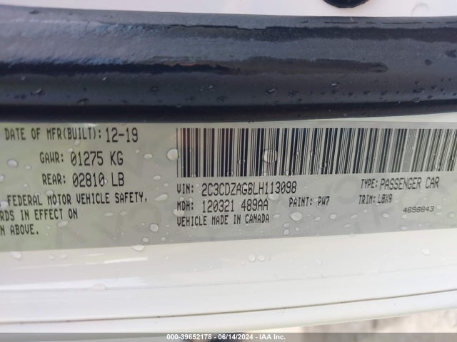 Dodge Challenger Sxt 2020 2C3CDZAG6LH113098 Image 9