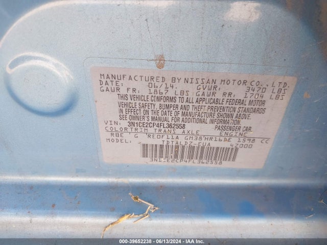 Nissan Versa Note S (sr)/s Plus/sl/sr/sv 2015 3N1CE2CP4FL362558 Image 9