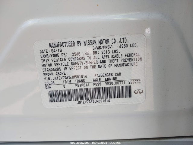 JN1EV7AP5JM591614 Infiniti Q50 3.0t Luxe