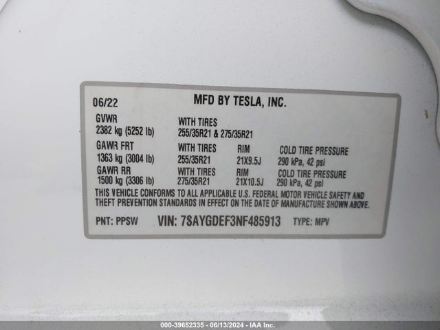 2022 TESLA MODEL Y 7SAYGDEF3NF485913 Photo 8