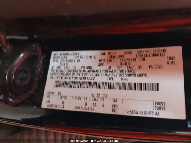 Ford F-150 Xl 2017 1FTEW1CF3HKD81322 Image 9
