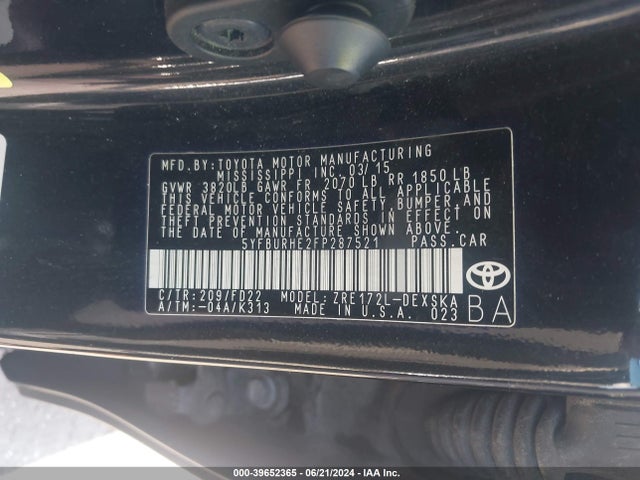 Toyota Corolla S Plus 2015 5YFBURHE2FP287521 Image 9