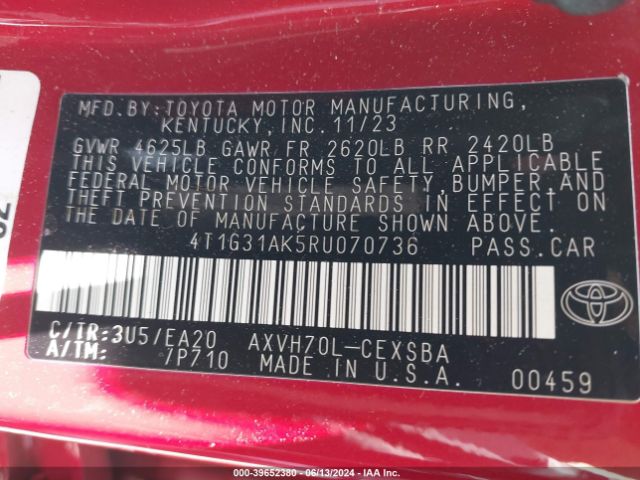 4T1G31AK5RU070736 Toyota Camry Hybrid Se