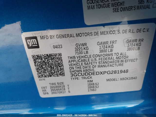 3GCUDDEDXPG281948 Chevrolet Silverado 1500 4wd  Standard Bed Lt