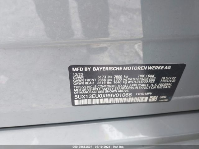 5UX13EU0XR9V01066 BMW X5 Sdrive40i