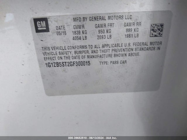 Chevrolet MALIBU LS 2016 1G1ZB5ST2GF300015 Image 9