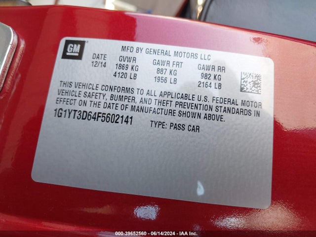 Chevrolet Corvette Z06 2015 1G1YT3D64F5602141 Image 9