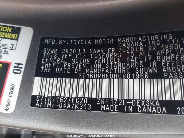 Toyota COROLLA SE 2017 2T1BURHE0HC801966 Image 9