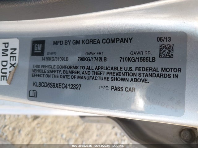 Chevrolet Spark 1lt Auto 2014 KL8CD6S9XEC412327 Image 9