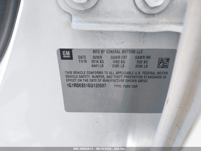 Chevrolet Volt Premier 2016 1G1RD6S51GU125687 Image 9