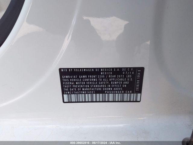 3VW217AU7FM014321 Volkswagen Golf Tsi S 4-door