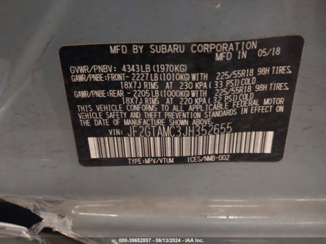 JF2GTAMC3JH352655 Subaru Crosstrek 2.0i Limited