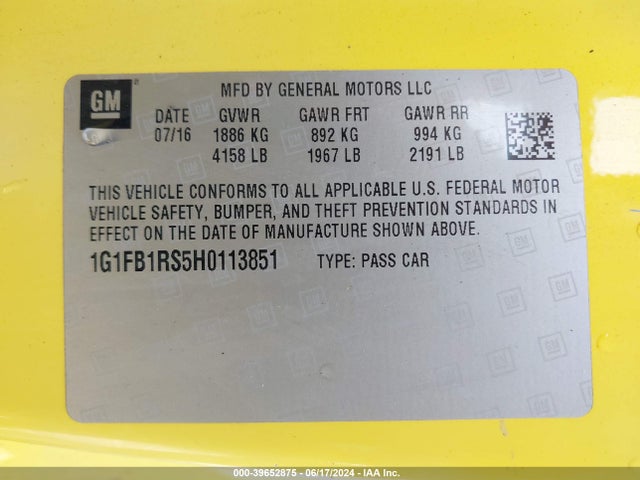 Chevrolet Camaro 1lt 2017 1G1FB1RS5H0113851 Image 9