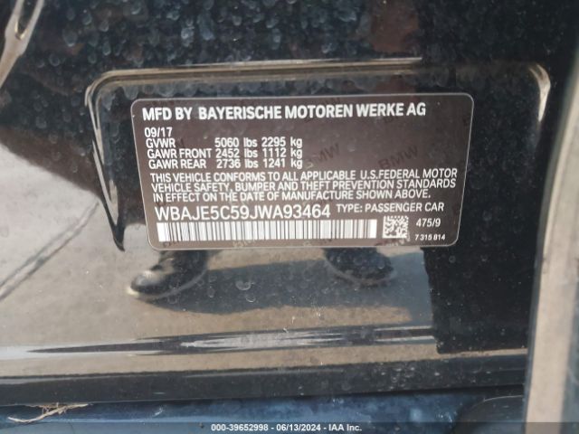 WBAJE5C59JWA93464 BMW 540I