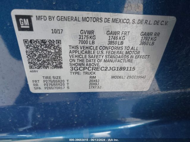 3GCPCREC2JG189115 Chevrolet Silverado 1500 1lt