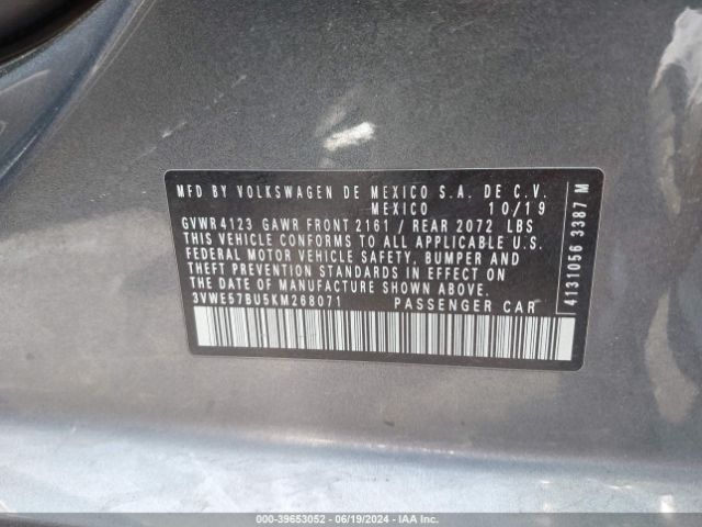 3VWE57BU5KM268071 Volkswagen Jetta 1.4t Sel