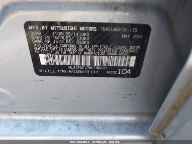 2021 MITSUBISHI MIRAGE G4 ML32FUFJ7MHF06887 Photo 8