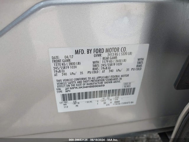 Ford Edge Titanium 2017 2FMPK3K94HBB90459 Image 9