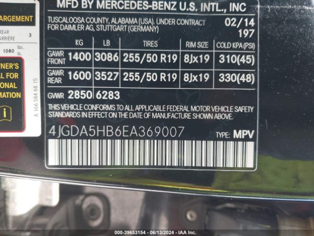4JGDA5HB6EA369007 Mercedes-Benz Ml 350 4matic