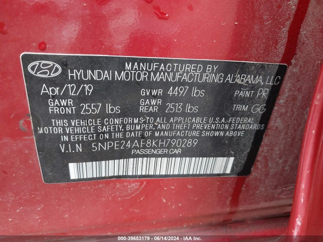 Hyundai SONATA SE 2019 5NPE24AF8KH790289 Image 9