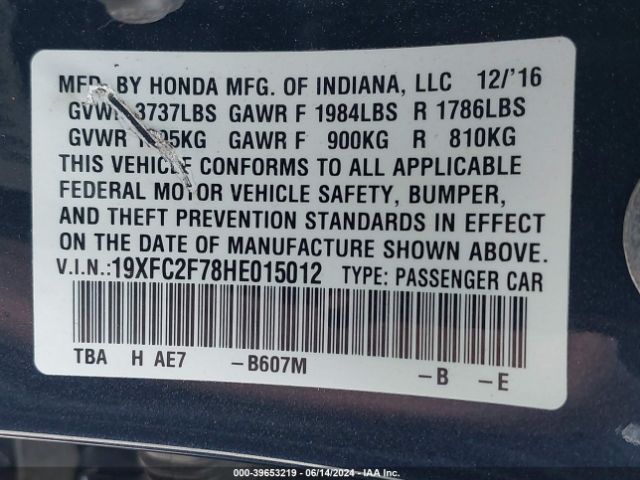 19XFC2F78HE015012 Honda CIVIC EX