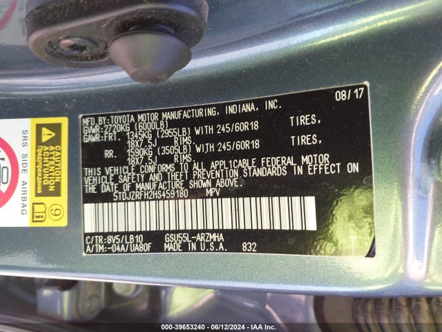 Toyota Highlander Xle 2017 5TDJZRFH2HS459180 Image 9